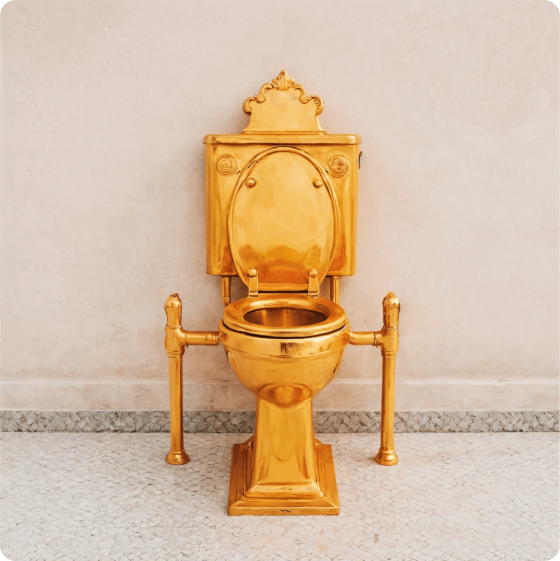 Gold toilet campaign photo